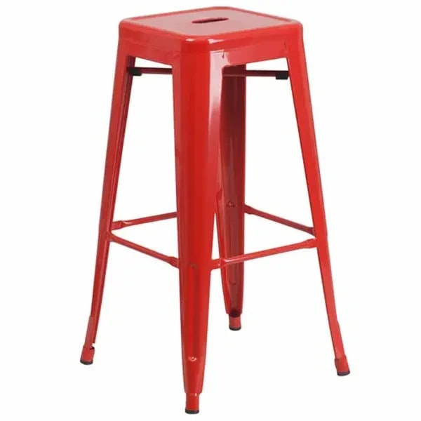 Flash Furniture CH-31320-30-RED-GG Red Galvanized Steel Bar Stool — main image