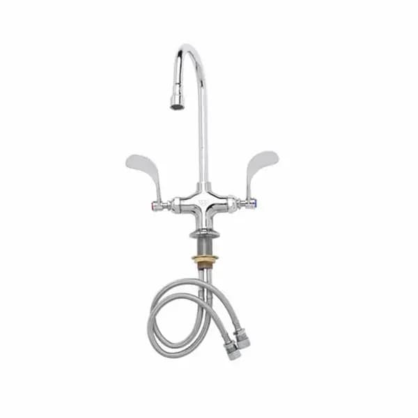 T&S Brass B-0300-WH4 T&S Single Hole Deck Mount Double Pantry Faucet with 5-3/4" Gooseneck Spout