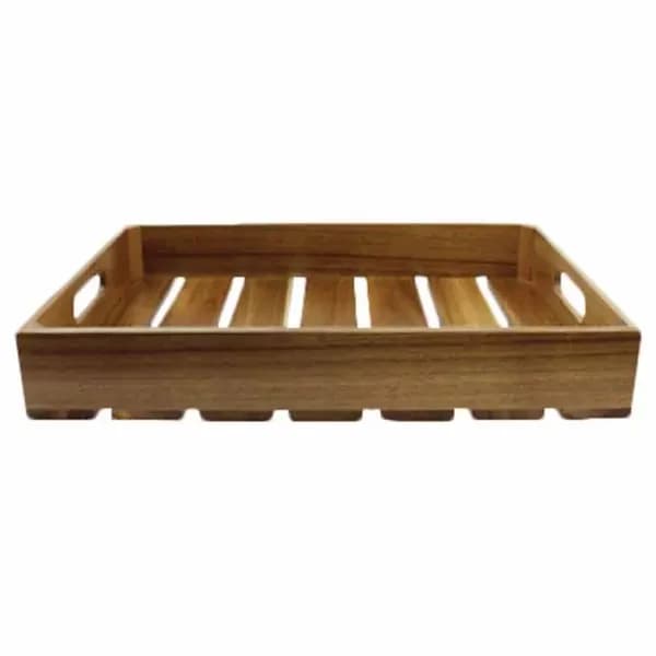 Tablecraft CRATE114 Full Size Brown Wood Display Crate 4-1/4" Deep