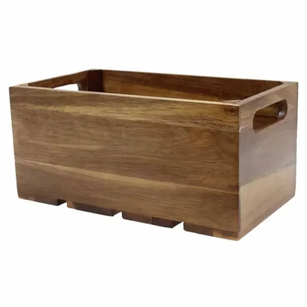 Tablecraft CRATE134 Third Size Brown Wood Display Crate 4-1/4" Deep — main image