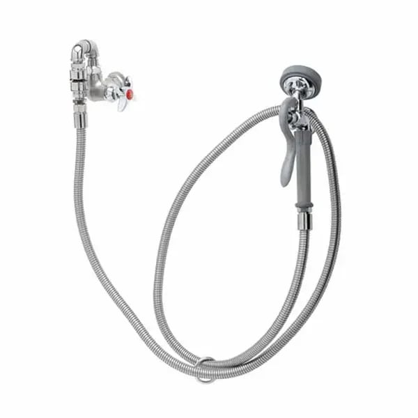 T&S B-0169-01 Single Hole Wall Mount Faucet with Spray Hose