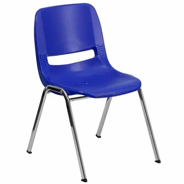 Flash Furniture RUT-18-NVY-CHR-GG Stacking Chair Navy Blue Plastic Seat and Metal Frame — main image