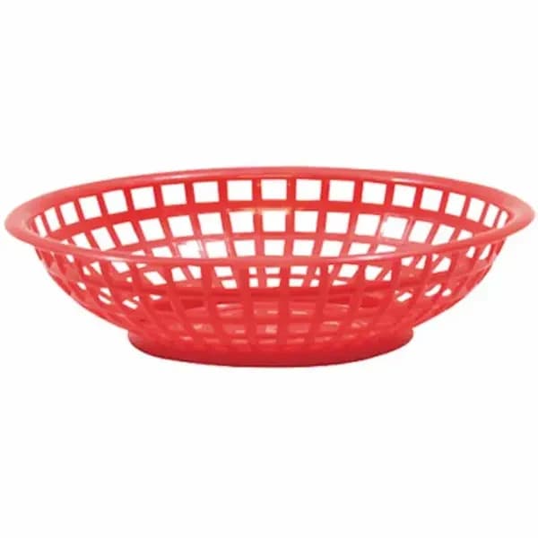 Tablecraft 1075R Red Round Platter Basket 8" x 2" | Case of 36