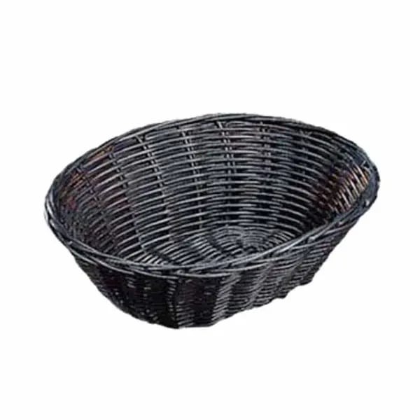 Tablecraft 2474 Black Oval Woven Basket 9" x 6" x 2-1/4 | Case of 12