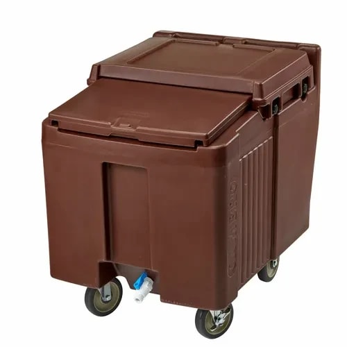 Cambro Slidinglid ICS125L131 125 Lb. Dark Brown Mobile Ice Caddy — main image