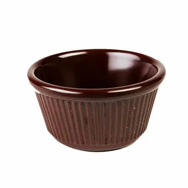 Thunder Group ML532C1 Chocolate 4 oz. Fluted Melamine Ramekin | Case of 12
