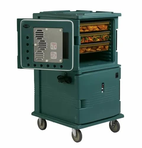 Cambro UPCH1600SP192 Ultra Camcart 2-Compartment Granite Green Heated Food Pan Carrier