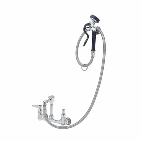 T&S Brass B-0167-02 T&S 8" Wall Mount Pre-Rinse Faucet with 72" Hose Spray Assembly with Spray Hose