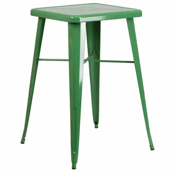 Flash Furniture CH-31330-GN-GG Square Bar Height Galvanized Steel Green Table — main image