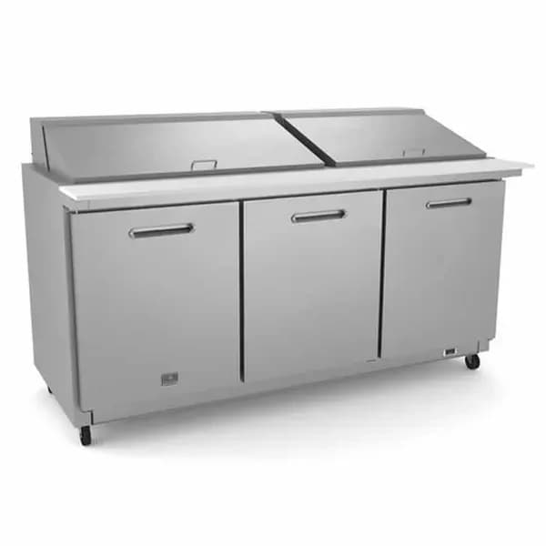 Kelvinator KCHMT70.30 30 Pan 3-Door Mega-Top Sandwich Prep Table 71-5/8"W