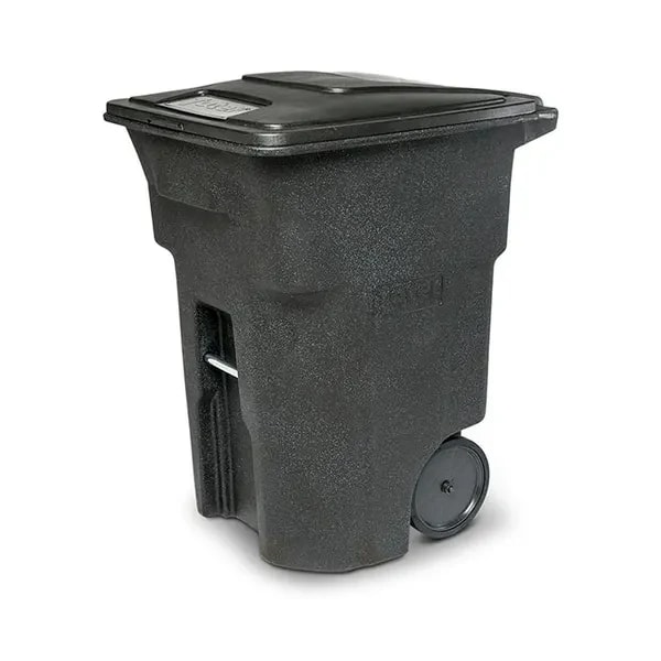 Toter ANA96-00BKS 96 Gallon Blackstone Body Rollout Trash Container with Black Lid and Two Wheels — main image