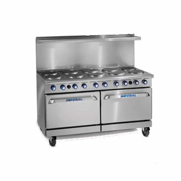 Imperial IR-10-E 208V, 3PH Electric 10-Burner Range-Standard Ovens 60"W — main image