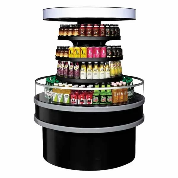 Turbo Air TIOM-48RRB-N Black Round Open Island Display Case Merchandiser 48" Diameter