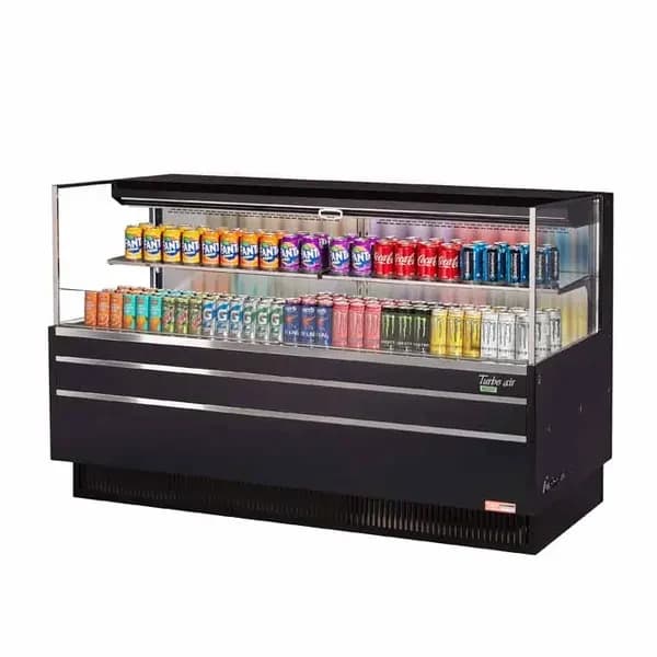 Turbo Air TOM-72L-UF-B-2S-N Black Horizontal Open Display Case Merchandiser 70-3/4"W