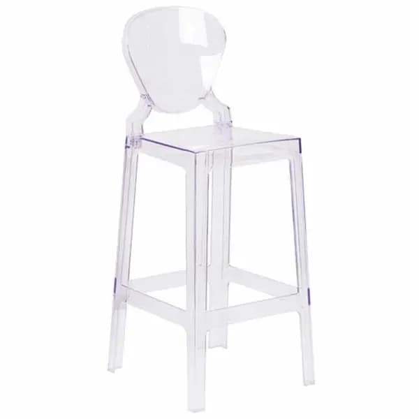 Flash Furniture OW-TEARBACK-29-GG Transparent Crystal Plastic Bar Stool