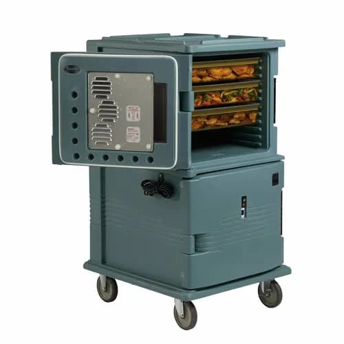 Cambro UPCH1600SP401 Ultra Camcart 2-Compartment Slate Blue Heated Food Pan Carrier