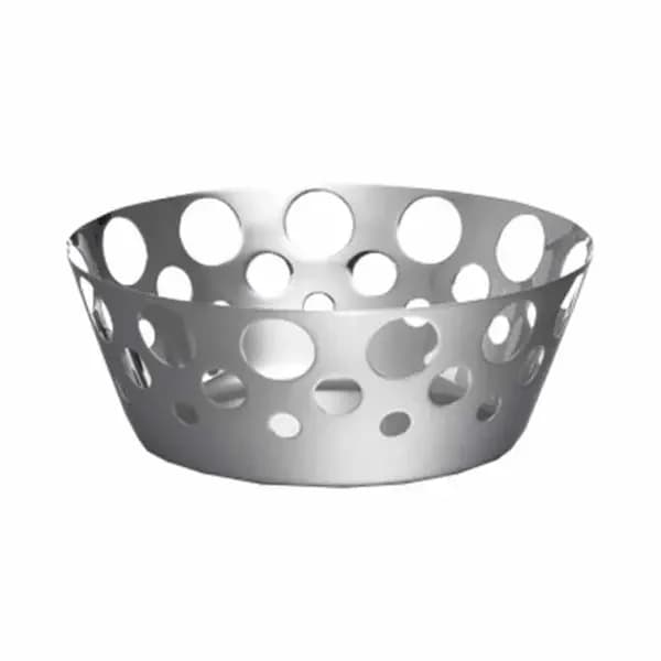 Tablecraft 7177 Round Stainless Steel Basket with Circle Cut Outs 7-5/8" x 3-1/8"