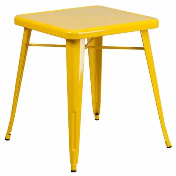 Flash Furniture CH-31330-29-YL-GG 23-3/4" Square Dining Height Galvanized Steel Yellow Table
