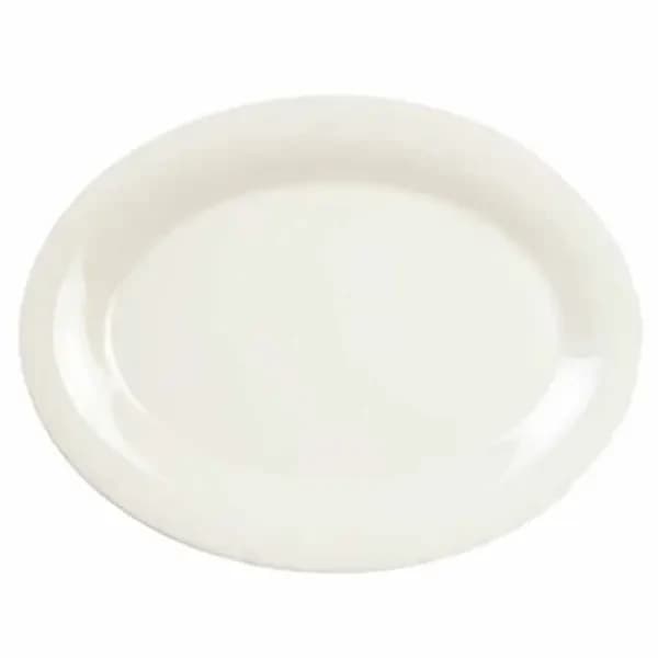Thunder Group CR213V Ivory 13-1/2" x 10-1/2" Oval Melamine Platter | Case of 12