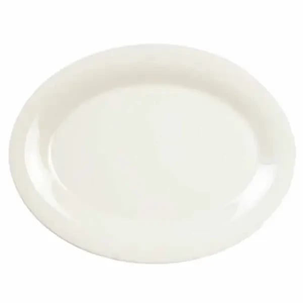 Thunder Group CR213V Ivory 13-1/2" x 10-1/2" Oval Melamine Platter | Case of 12