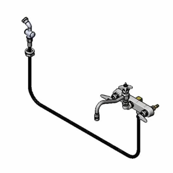 T&S B-1157 8" Wall Mount Workboard Faucet with 8" Swing Spout Nozzle and Spray Hose