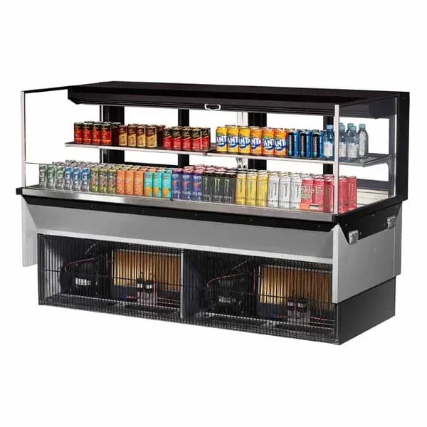 Turbo Air TOM-72L-UFD-B-2SI-N Black Drop-In Open Display Case Merchandiser 71-7/8"W