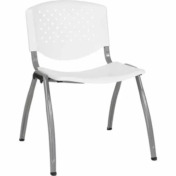 Flash Furniture RUT-F01A-WH-GG Chair White Plastic Seat and Metal Frame