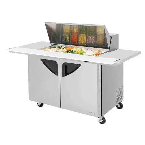 Turbo-Air TST-48SD-18-E-N 18 Pan 2-Door Mega-Top Sandwich Prep Table with Extended Top 72-5/8"W