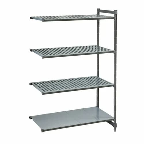 Cambro CBA213684VS4580 Camshelving 4-Shelf Polypropylene Brushed Graphite Add-On Shelving Unit 36"W X 21"D X 84"H