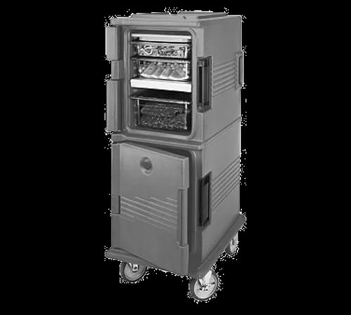Cambro Ultra Camcart UPCHT800401 2-Compartment Slate Blue Heated Food Pan Carrier