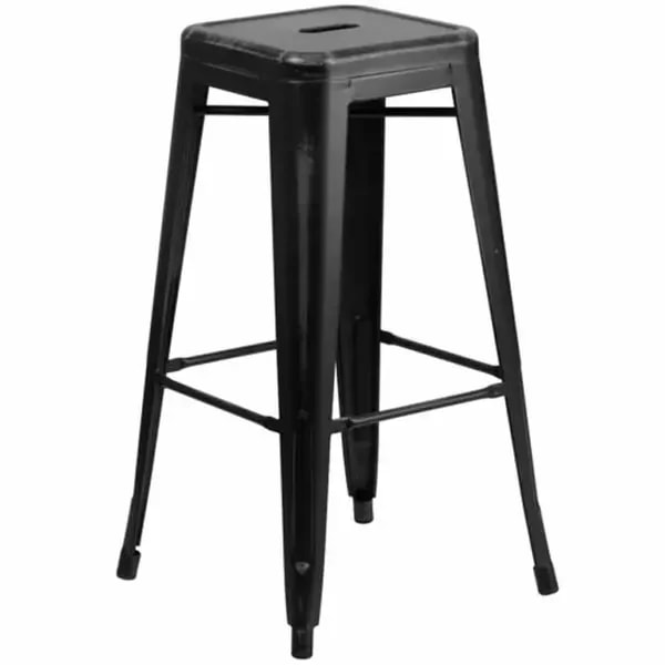 Flash Furniture ET-BT3503-30-BK-GG Black Galvanized Steel Bar Stool — main image