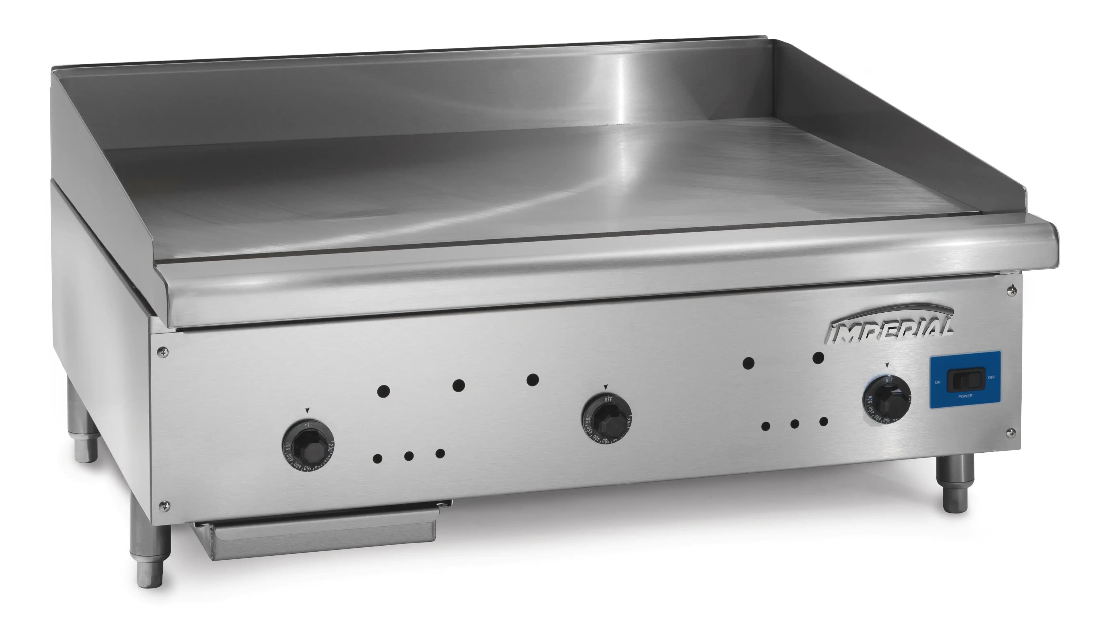 Imperial ISAE-60 Pro Series Gas Countertop Griddle 60 Inch Wide Manual Control Rectangle Polished Steel 1 Inch Thick Plate Heavy-Duty — Natural Gas, 120000 BTU