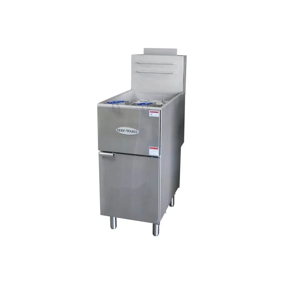 Horevo Global SGF-40L Serv-Ware 40 lb LP Gas Floor Fryer 120,000 BTU (3 Burners)
