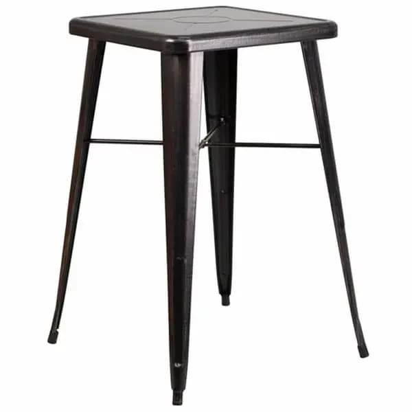 Flash Furniture CH-31330-BQ-GG Square Bar Height Galvanized Steel Black and Antique Gold Table