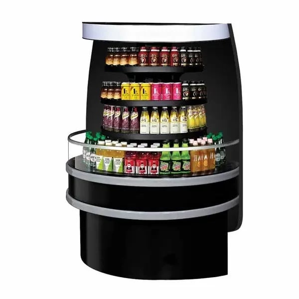 Refrigeration Fan Motors — Turbo Air TIOM-48RB-N Black Semicircle Open Island Display Case Merchandiser 48"W