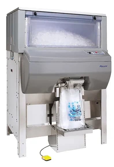 Follett DB1000SA Ice Pro™ Series Freestanding Ice Bagging/Dispensing Bin 1000 Pound Capacity Push-Button Actuation Cube, Nugget Style Ice — 220V, 1PH
