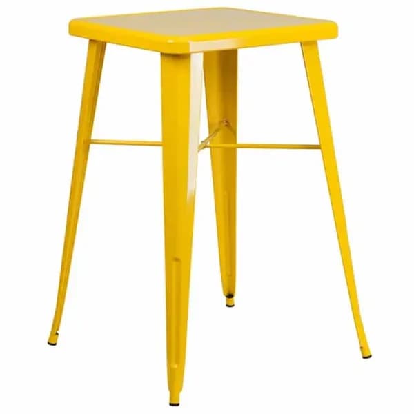Flash Furniture CH-31330-YL-GG Square Bar Height Galvanized Steel Yellow Table