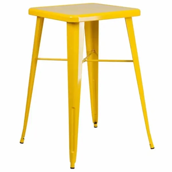 Flash Furniture CH-31330-YL-GG Square Bar Height Galvanized Steel Yellow Table — main image