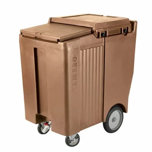 Cambro ICS200TB157 Slidinglid 200 Lb. Coffee Beige Mobile Ice Caddy