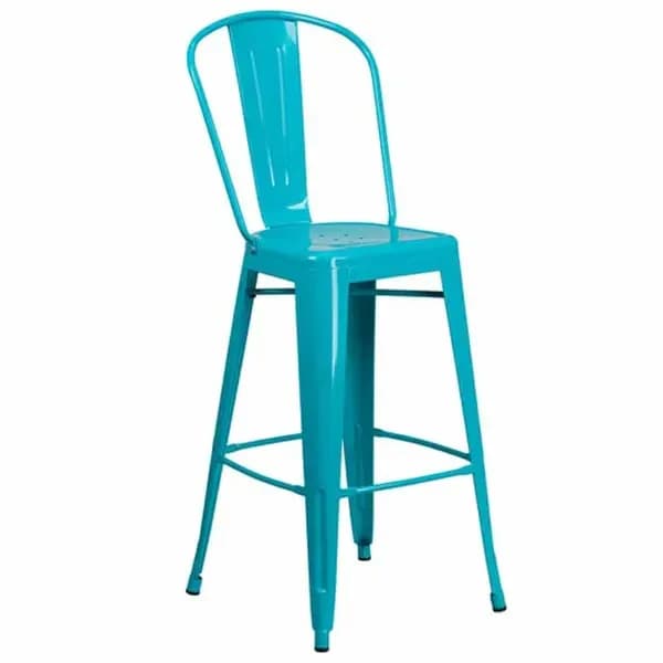 Flash Furniture ET-3534-30-CB-GG Crystal Teal Galvanized Steel Bar Stool