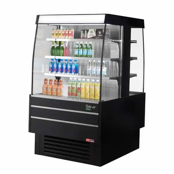 Turbo Air TIOM-36SB-N Black Open Island Display Case Merchandiser 39-3/8"W