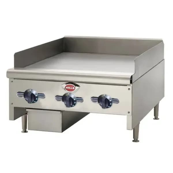 Wells HDTG-2430G Heavy Duty 60,000 BTU Thermostatic Control Gas Griddle 24"W