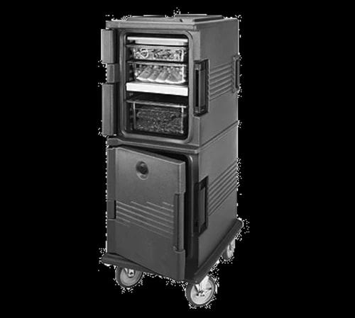Cambro Ultra Camcart UPCHT800191 2-Compartment Granite Gray Heated Food Pan Carrier — main image