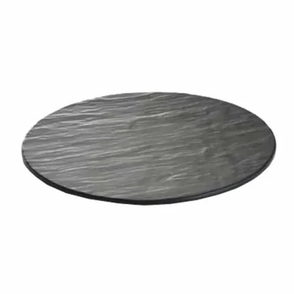 Tablecraft MG16 Frostone Black Slate Round Melamine Serving Tray 16" Diameter