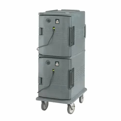 Cambro UPCH800191 Ultra Camcart 2-Compartment Granite Gray Heated Food Pan Carrier