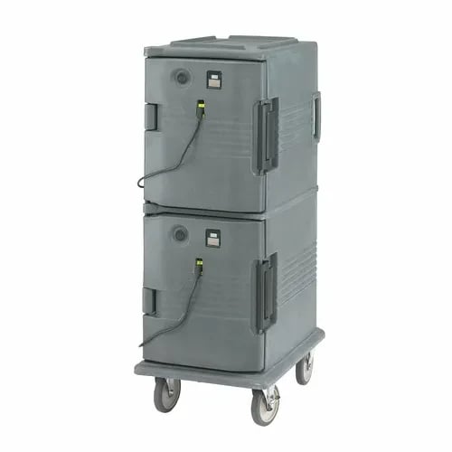 Cambro Ultra Camcart UPCH800191 2-Compartment Granite Gray Heated Food Pan Carrier