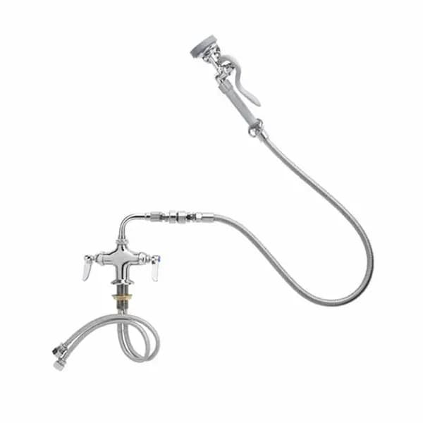T&S Brass B-0200-60H-VB T&S Single Hole Deck Mount Pre-Rinse Faucet with 60" Spray Hose and Wall Hook