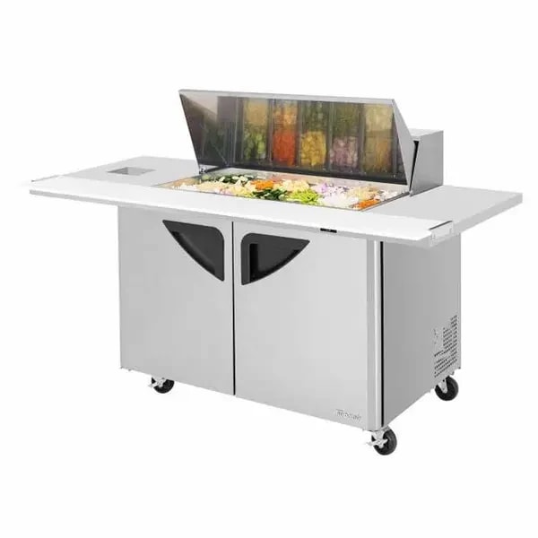 Turbo-Air TST-48SD-18-E-SVC-N 18 Pan 2-Door Mega-Top Sandwich Prep Table with Extended Top 72-5/8"W — main image