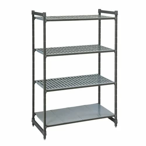 Cambro CBU214264VS4580 Camshelving 4-Shelf Polypropylene Brushed Graphite Shelving Kit 42"W X 21"D X 64"H
